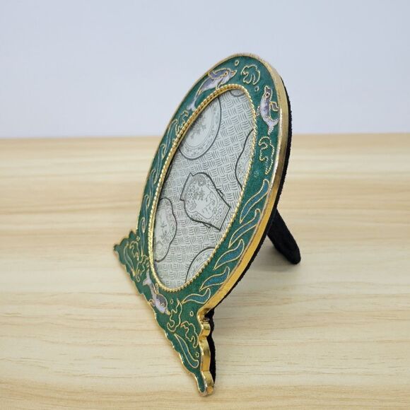 Vintage Cloisonne Dolphin Tabletop Picture Frame - Picture 2 of 10